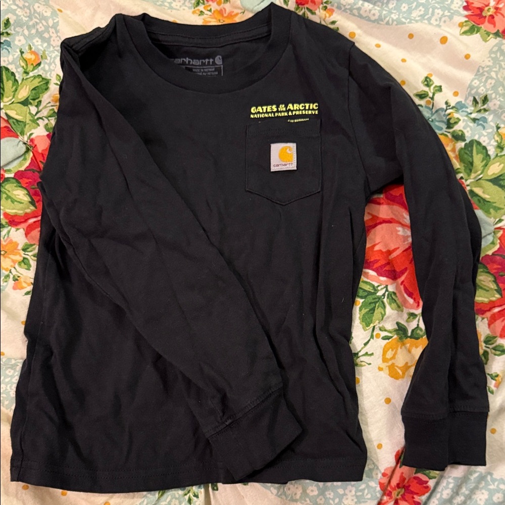 Carhartt Kids Black Long Sleeve Tee with Yellow Logo